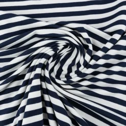 French Terry Sommersweat YARN DYED STRIPES Streifen offweiß dunkelblau 1,5m Breite