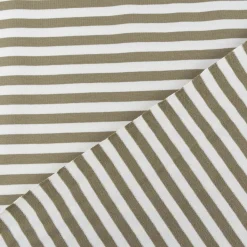 French Terry Sommersweat YARN DYED STRIPES Streifen offweiß altgrün 1,5m Breite