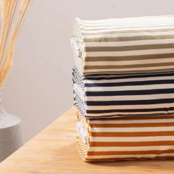 French Terry Sommersweat YARN DYED STRIPES Streifen offweiß altgrün 1,5m Breite