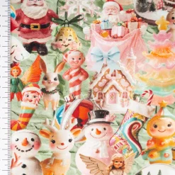 French Terry Stoff Baumwolle Weihnachtsstoff Nostalgie Digitaldruck bunt 1,50m Breite