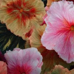 French Terry Stoff Blüten Digitaldruck rosa bunt angeraute Innenseite 240g/qm 145cm Breite
