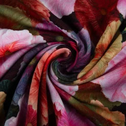 French Terry Stoff Blüten Digitaldruck rosa bunt angeraute Innenseite 240g/qm 145cm Breite