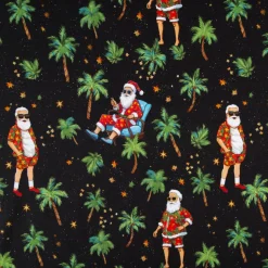 French Terry Stoff Hawaii Santa schwarz Weihnachtsstoff angeraute Innenseite 240g/qm 145cm Breite