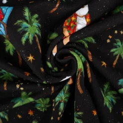 French Terry Stoff Hawaii Santa schwarz Weihnachtsstoff angeraute Innenseite 240g/qm 145cm Breite