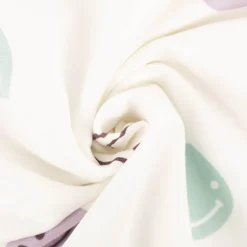 French Terry Stoff Lachgesichter wollweiß lila mint rosa 150cm Breite