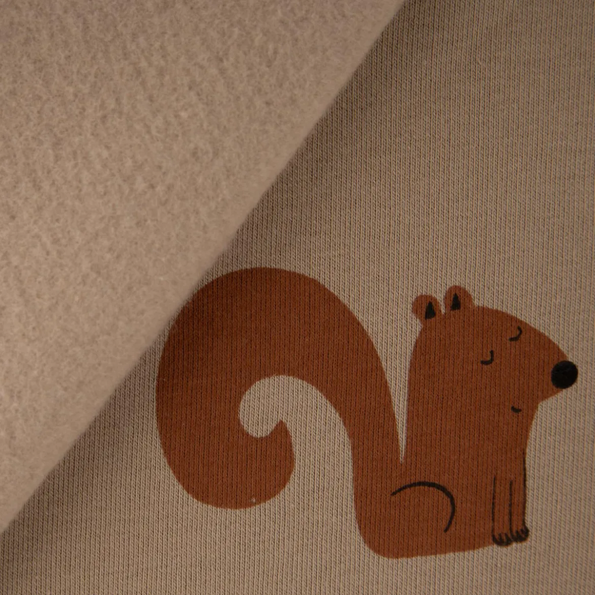 French Terry Stoff Sommersweat Jogging Eichhörnchen sand braun 1,48m Breite