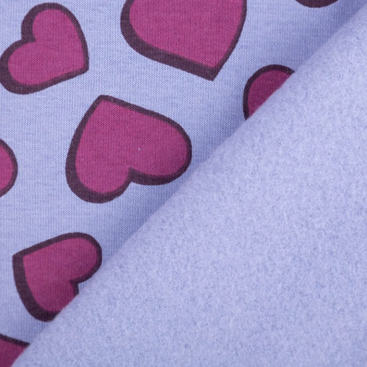 French Terry Stoff Sommersweat Jogging Hearts blau 1,45m Breite