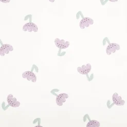 French Terry Stoff Tulpen wollweiß lila 150cm Breite