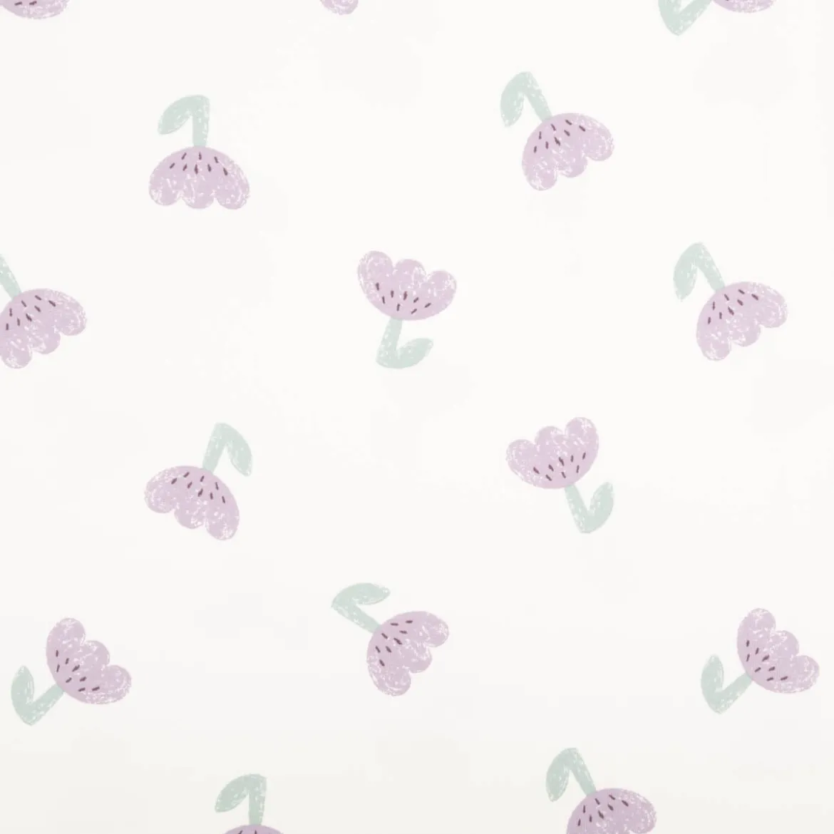French Terry Stoff Tulpen wollweiß lila 150cm Breite
