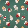French Terry Stoff Weihnachts-Cupcakes dunkelgrün Weihnachtsstoff angeraute Innenseite 250g/qm 150cm Breite