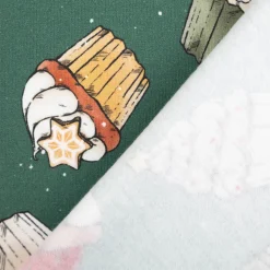 French Terry Stoff Weihnachts-Cupcakes dunkelgrün Weihnachtsstoff angeraute Innenseite 250g/qm 150cm Breite