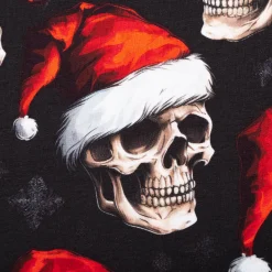French Terry Weihnachtsstoff Skulls Totenköpfe schwarz rot 145cm