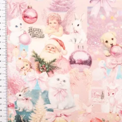 French Terry Weihnachtsstoff rosa Sweet Xmas – Baumwolll Sweat mit Weihnachtsmotiv 1,50 m Breite