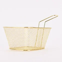 Frittierkorb groß Metall goldfarbig 24x11,5x12cm