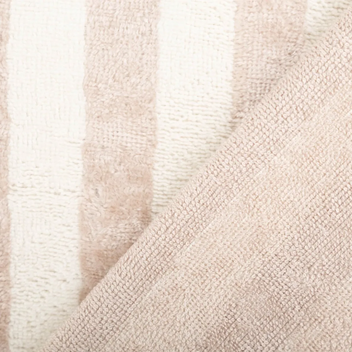 Frottee Stoff Baumwolle Bambus Streifen ecru beige-grau 150cm