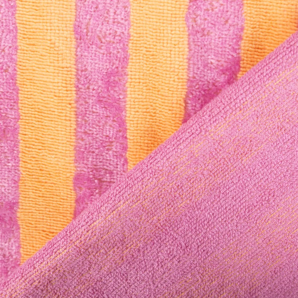 Frottee Stoff Baumwolle Bambus Streifen pink orange 150cm