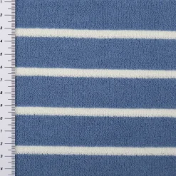Frottee Stoff Baumwolle 245g/qm blau ecru 1,55m Breite