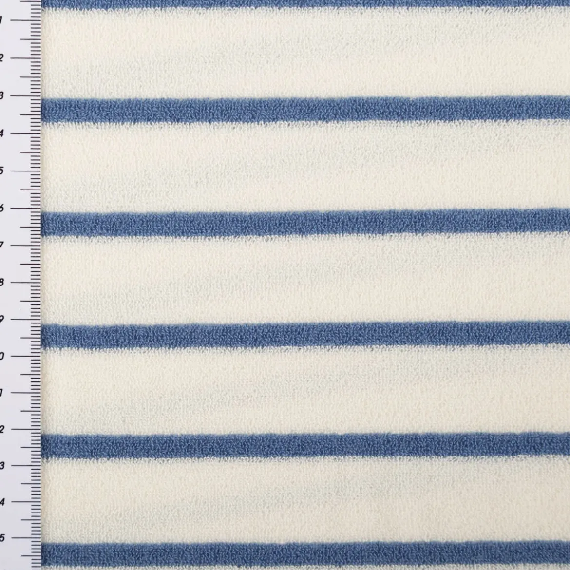 Frottee Stoff Baumwolle 245g/qm ecru blau 1,55m Breite
