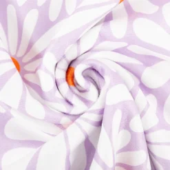 Frottee Stoff Digitalprint Blumen lila weiß 1,5m Breite