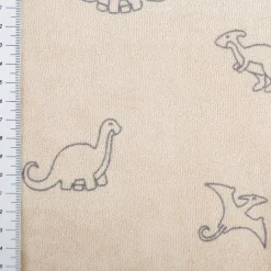 Frottee Stoff Stretch Dinosaurier beige 1,50m Breite