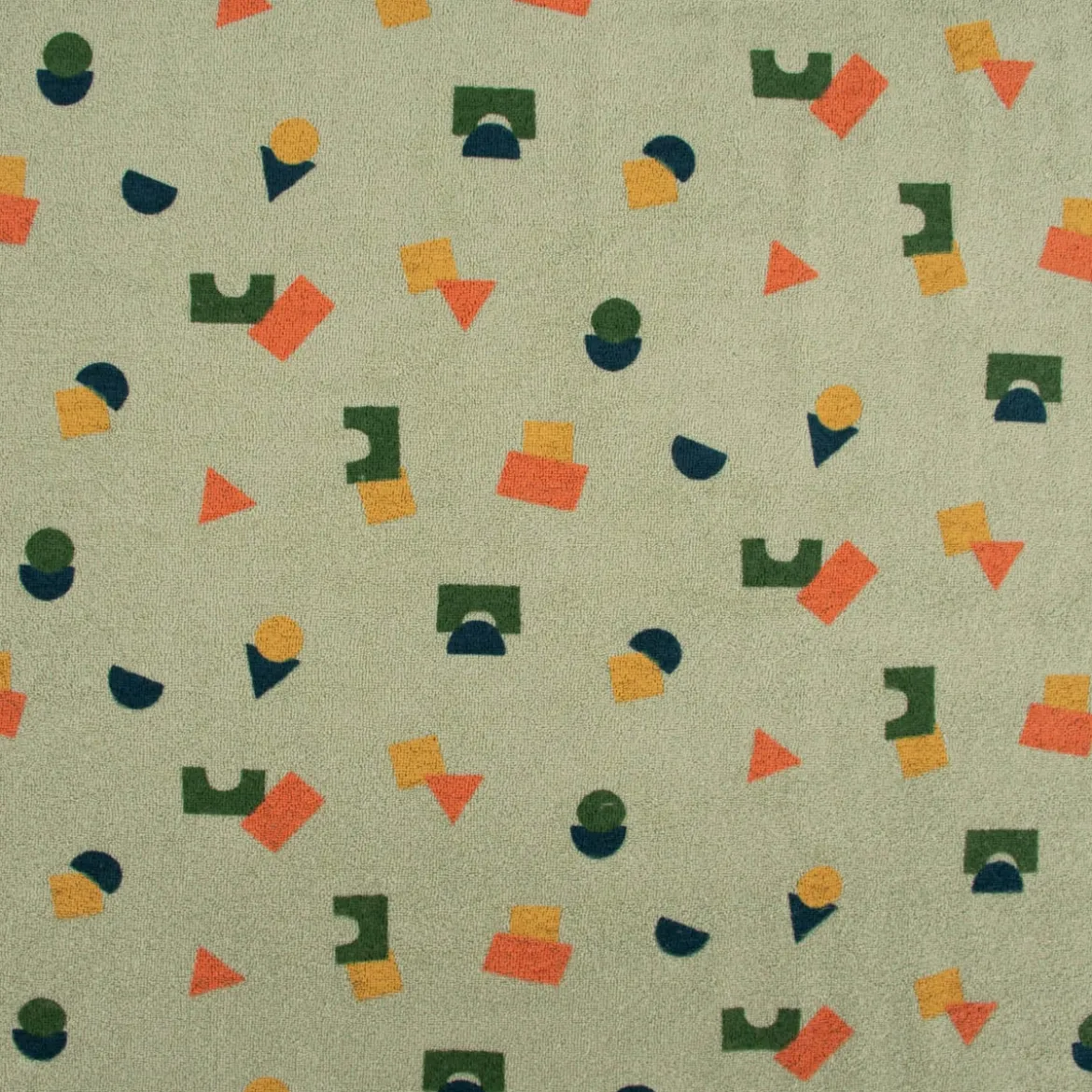 Frotteestoff Stretch Frottee Geometrie Bauklötze grün orange blau ocker 1,5m Breite