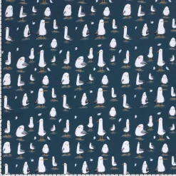 Fräulein von Julie Jersey Stoff Baumwolljersey Möwen Digitaldruck marineblau weiß 1,50m Breite