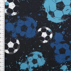 Fräulein von Julie Jersey Stoff Baumwolljersey Fußball Digitaldruck blau 1,50m Breite