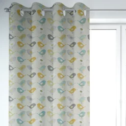 Fryett`s Englischer Dekostoff Baumwollstoff Halbpanama Birds Vögel beige grau mint senf 138cm Breite