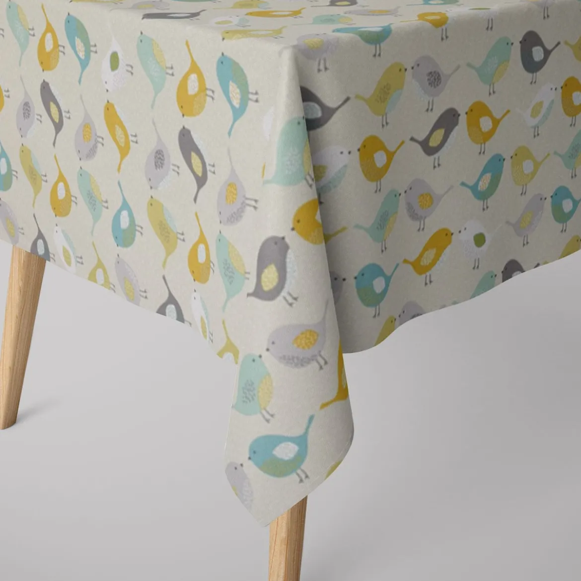 Fryett`s Englischer Dekostoff Baumwollstoff Halbpanama Birds Vögel beige grau mint senf 138cm Breite