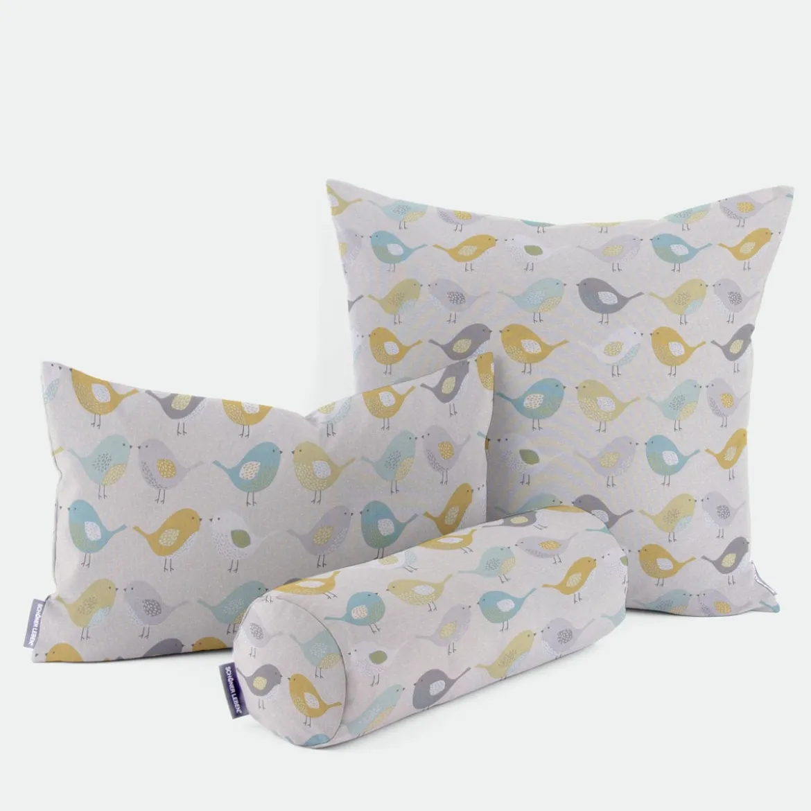 Fryett`s Englischer Dekostoff Baumwollstoff Halbpanama Birds Vögel beige grau mint senf 138cm Breite
