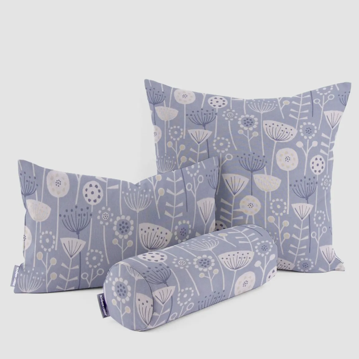 Fryett`s Englischer Dekostoff Baumwollstoff Halbpanama Blumen abstrakt blau 138cm Breite