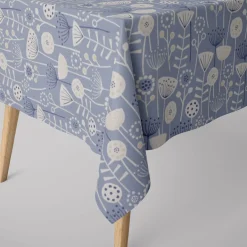 Fryett`s Englischer Dekostoff Baumwollstoff Halbpanama Blumen abstrakt blau 138cm Breite