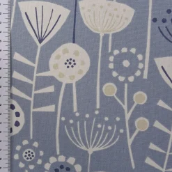 Fryett`s Englischer Dekostoff Baumwollstoff Halbpanama Blumen abstrakt blau 138cm Breite