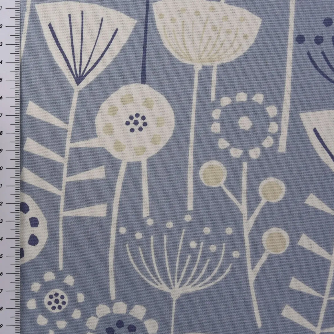 Fryett`s Englischer Dekostoff Baumwollstoff Halbpanama Blumen abstrakt blau 138cm Breite