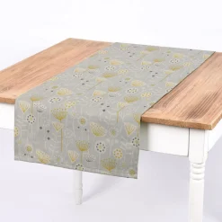Fryett`s Englischer Dekostoff Baumwollstoff Halbpanama Blumen abstrakt grau 138cm Breite