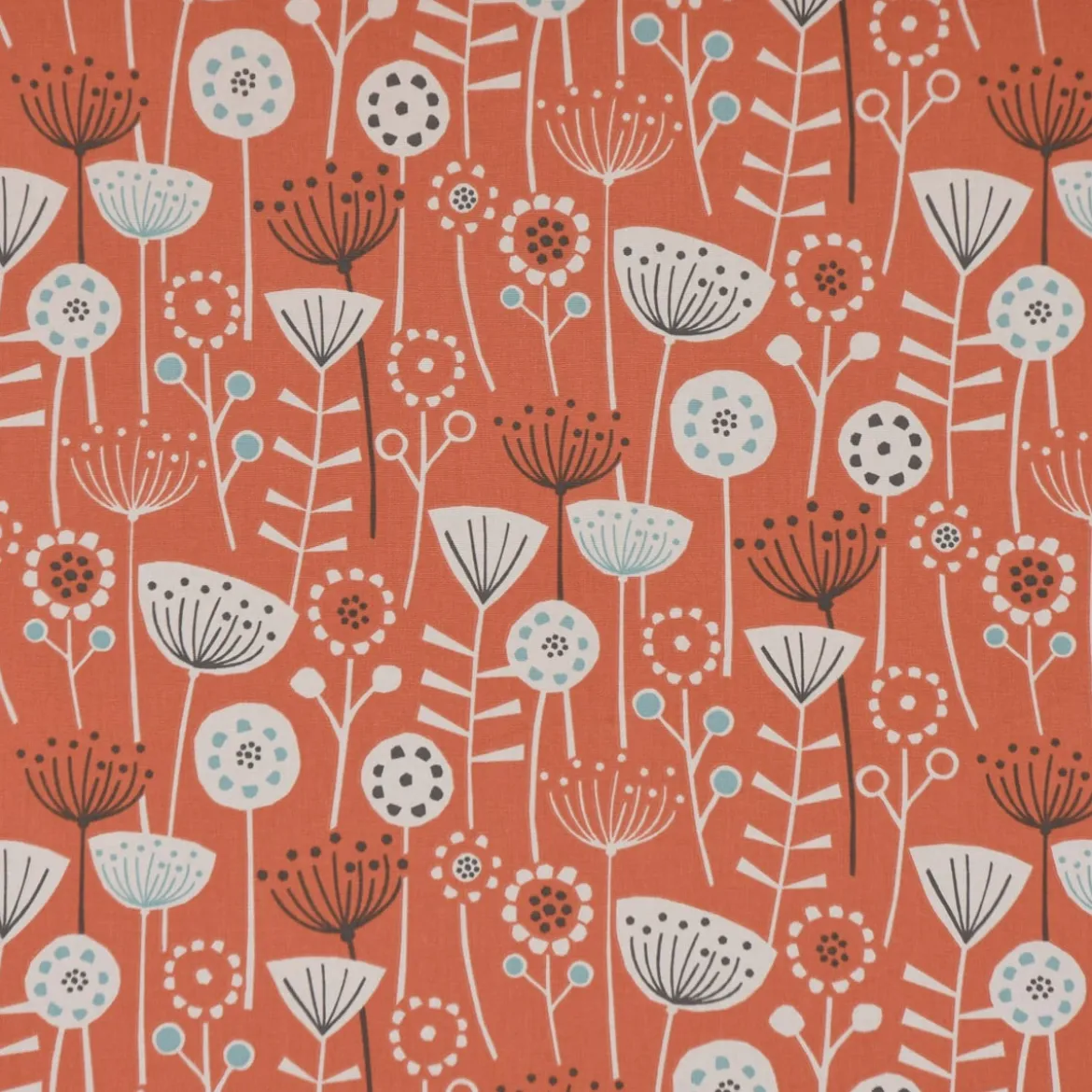 Fryett`s Englischer Dekostoff Baumwollstoff Halbpanama Blumen abstrakt orange 138cm Breite