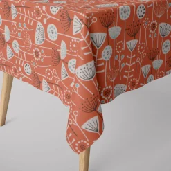 Fryett`s Englischer Dekostoff Baumwollstoff Halbpanama Blumen abstrakt orange 138cm Breite