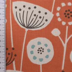 Fryett`s Englischer Dekostoff Baumwollstoff Halbpanama Blumen abstrakt orange 138cm Breite
