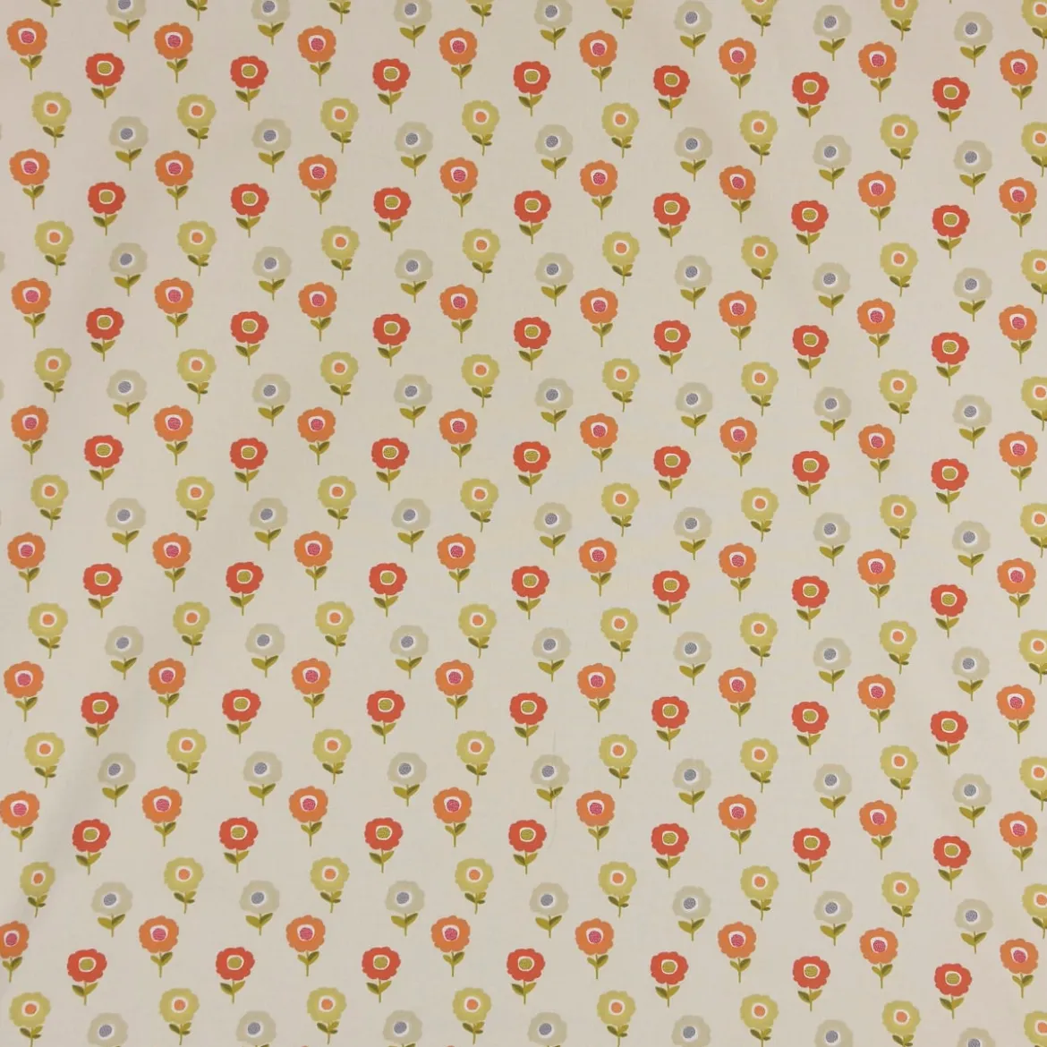 Fryett`s Englischer Dekostoff Baumwollstoff Halbpanama Blumen beige orange 138cm Breite