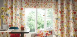Fryett`s Englischer Dekostoff Baumwollstoff Halbpanama Blumen beige orange 138cm Breite