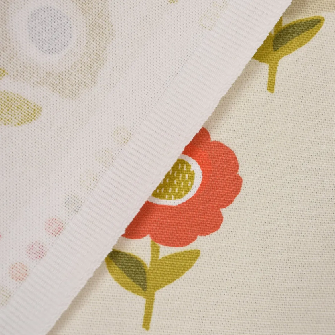 Fryett`s Englischer Dekostoff Baumwollstoff Halbpanama Blumen beige orange 138cm Breite