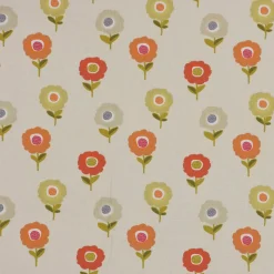 Fryett`s Englischer Dekostoff Baumwollstoff Halbpanama Blumen beige orange 138cm Breite