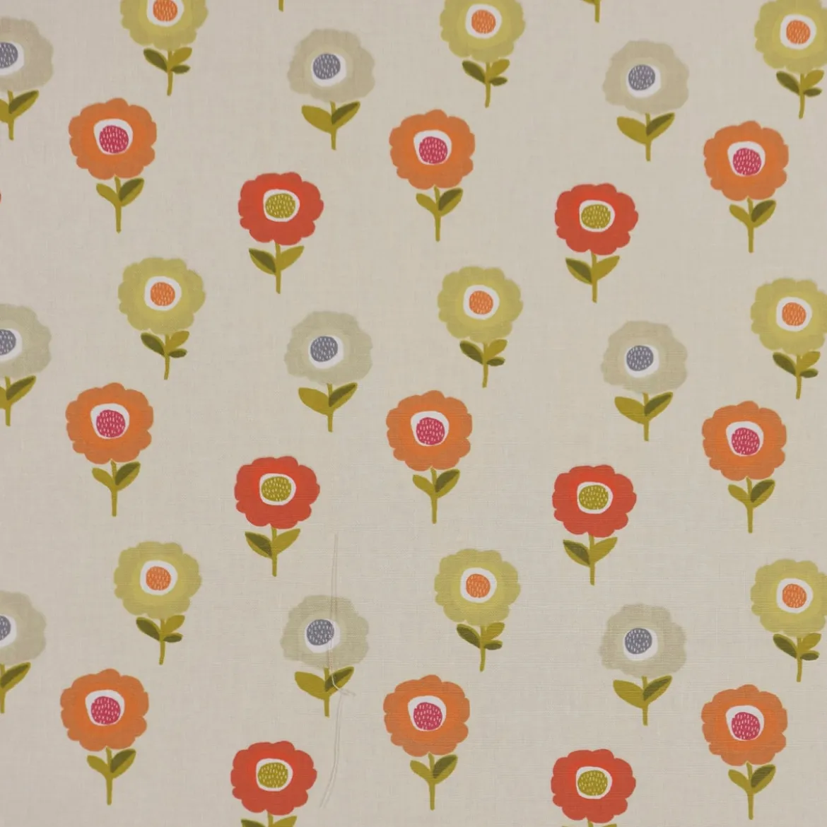 Fryett`s Englischer Dekostoff Baumwollstoff Halbpanama Blumen beige orange 138cm Breite