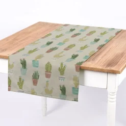 Fryett`s Englischer Dekostoff Baumwollstoff Halbpanama Cactus Kaktus Kakteen natur grün 138cm Breite