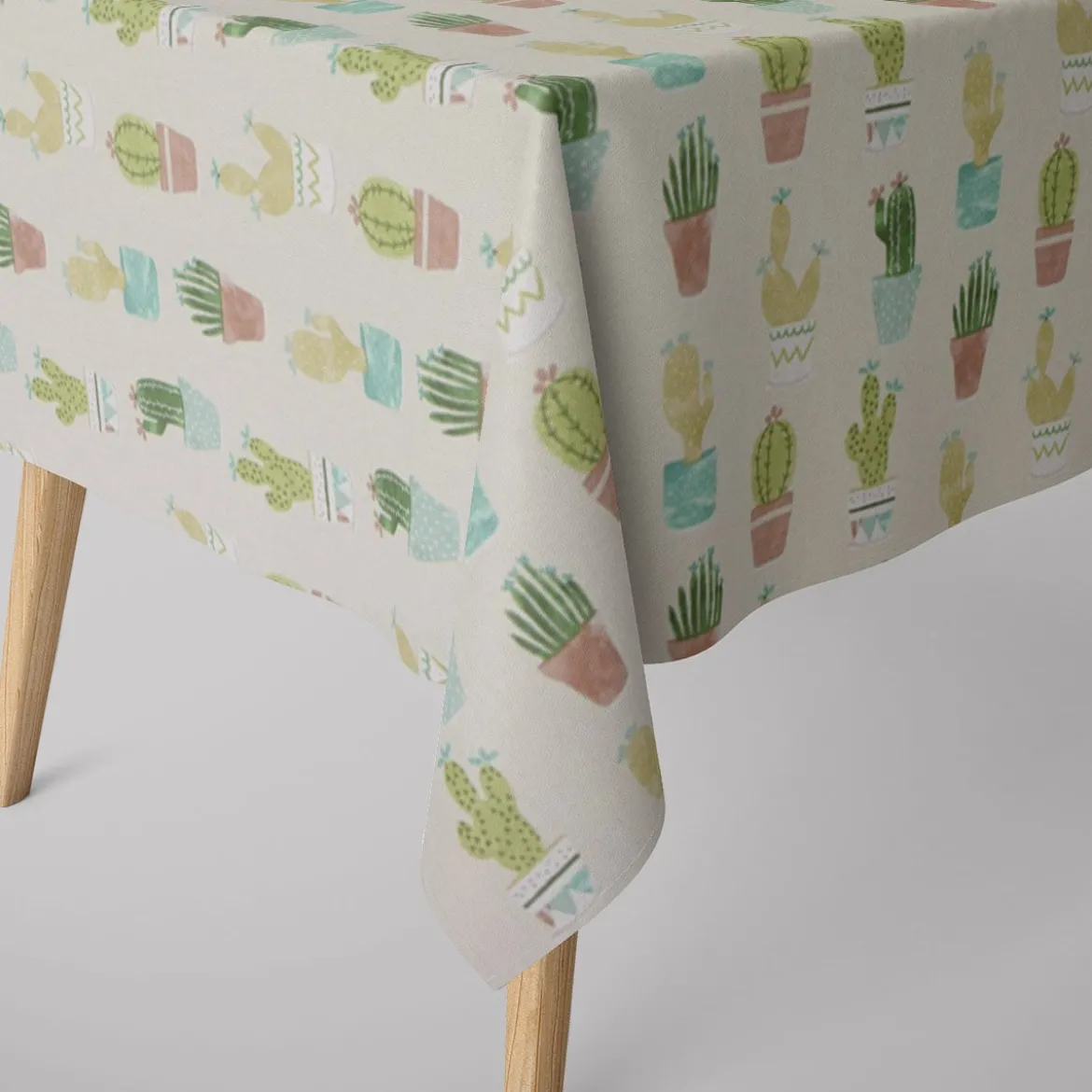Fryett`s Englischer Dekostoff Baumwollstoff Halbpanama Cactus Kaktus Kakteen natur grün 138cm Breite