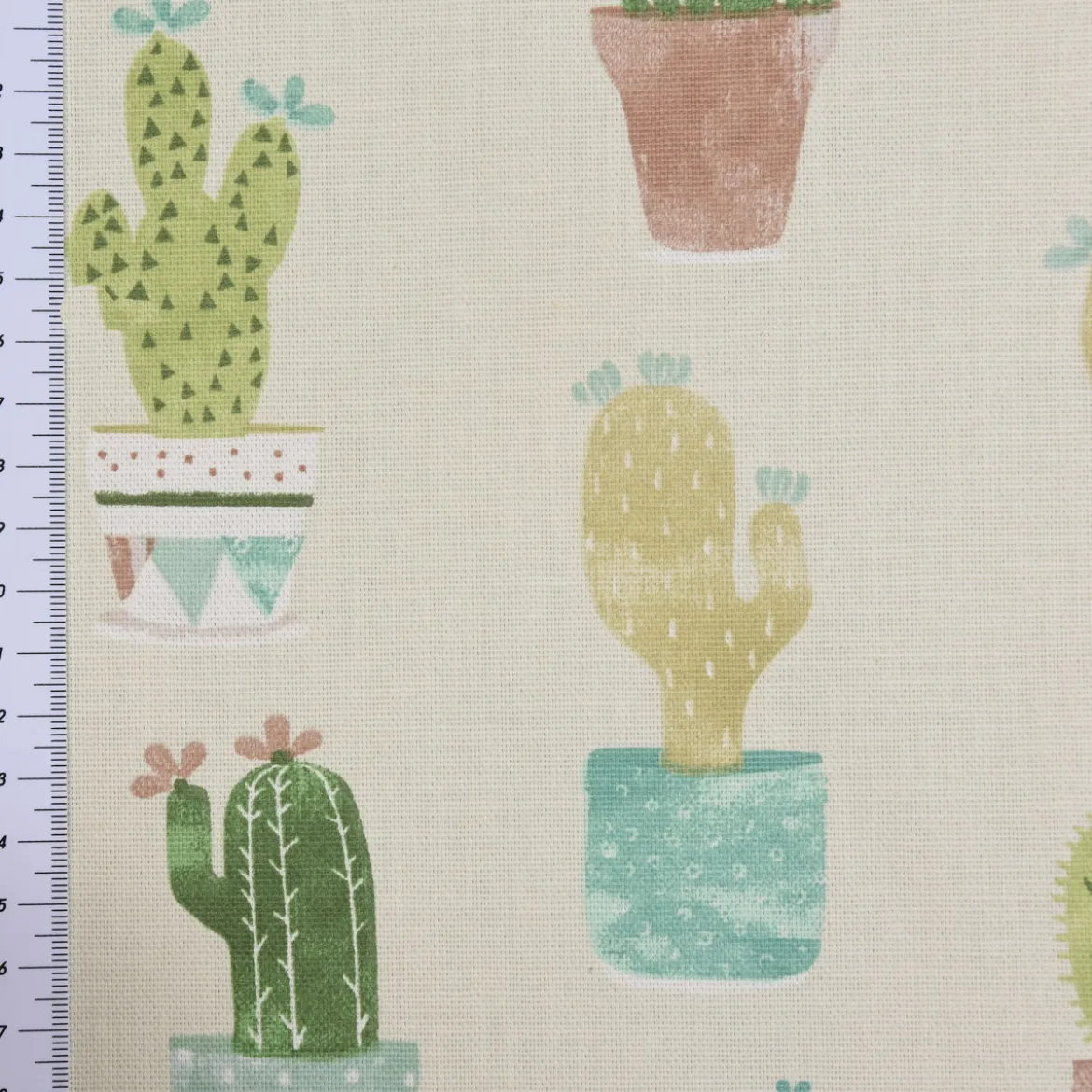 Fryett`s Englischer Dekostoff Baumwollstoff Halbpanama Cactus Kaktus Kakteen natur grün 138cm Breite