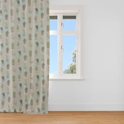Fryett`s Englischer Dekostoff Baumwollstoff Halbpanama Cactus Kaktus Kakteen natur grün 138cm Breite
