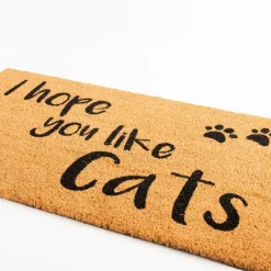 Fußmatte Katzenpfoten Kokosnussfaser Kunststoff natur braun schwarz 75x45x1cm von Clayre & Eef