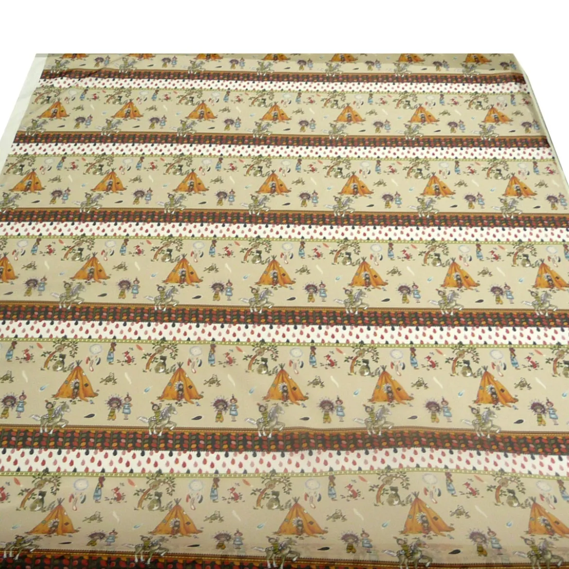 Gadinenstoff Voile beige indigene Bevölkerung Tiere Zelt 1,40m Breite