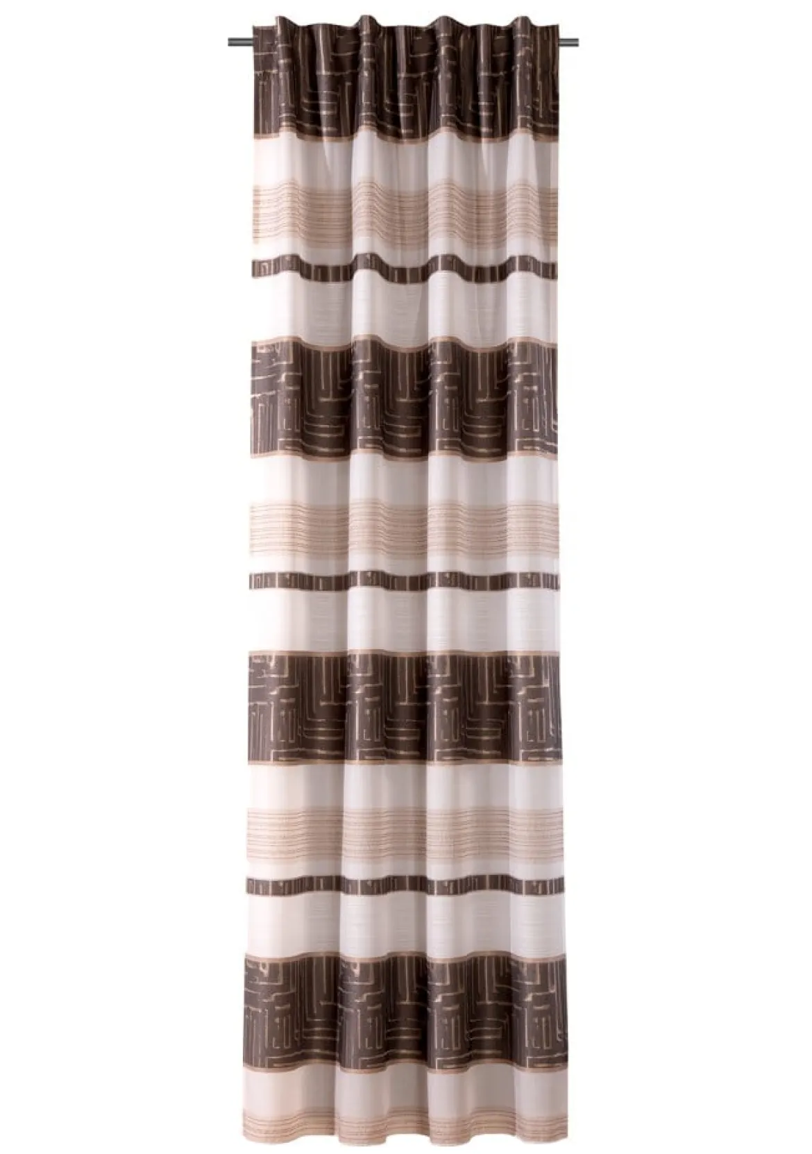 Gardine mit Schlaufenband Jacquard Streifen weiß dunkelgrau beige 140x245cm